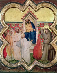 Próba ognia, św. Franciszek oferuje przejście przez ogień, aby nawrócić sułtana Egiptu w 1219 roku,